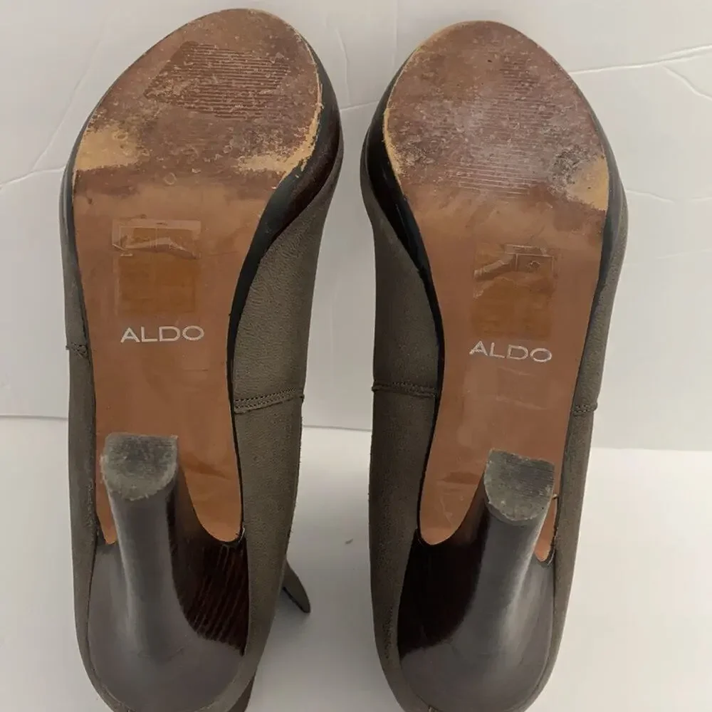 Aldo Booties Women's Gray Buckle Leather 4